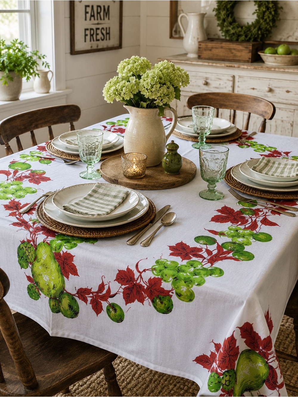 Vintage Fruit Motif Tablecloth